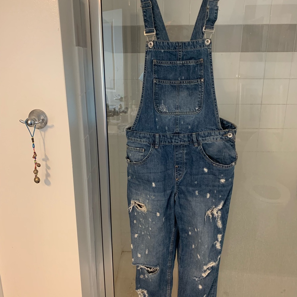 Zara Denim Distressed Overall